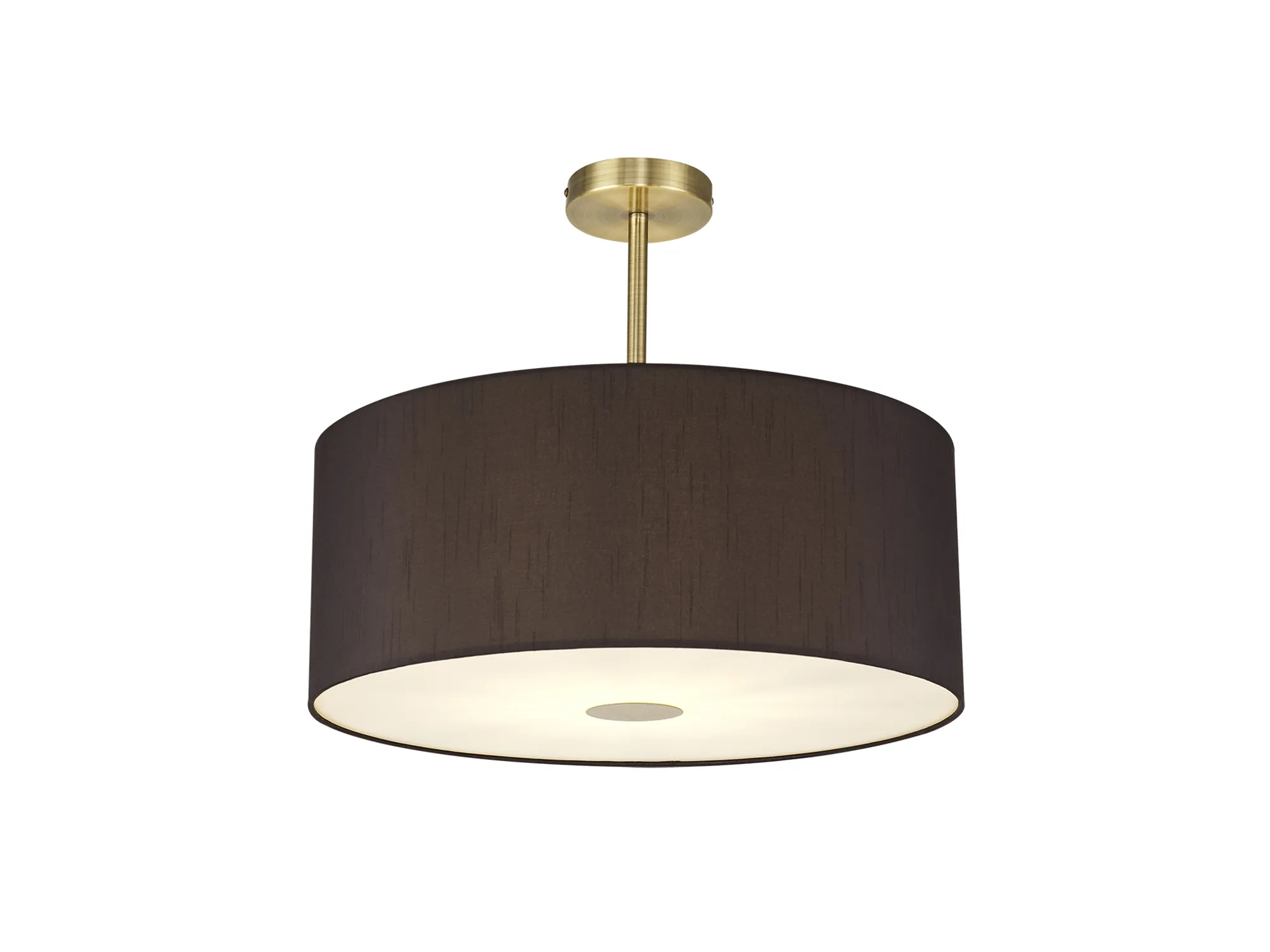 Baymont 50cm Semi Flush 1 Light Antique Brass, Black, Frosted Diffuser